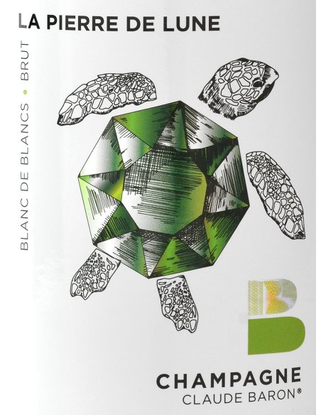 etiquette PIERRE DE LUNE CHAMPAGNE BLANC DE BLANCS CLAUDE BARON