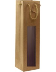 Sachet kraft une bouteille écru avec fenêtre